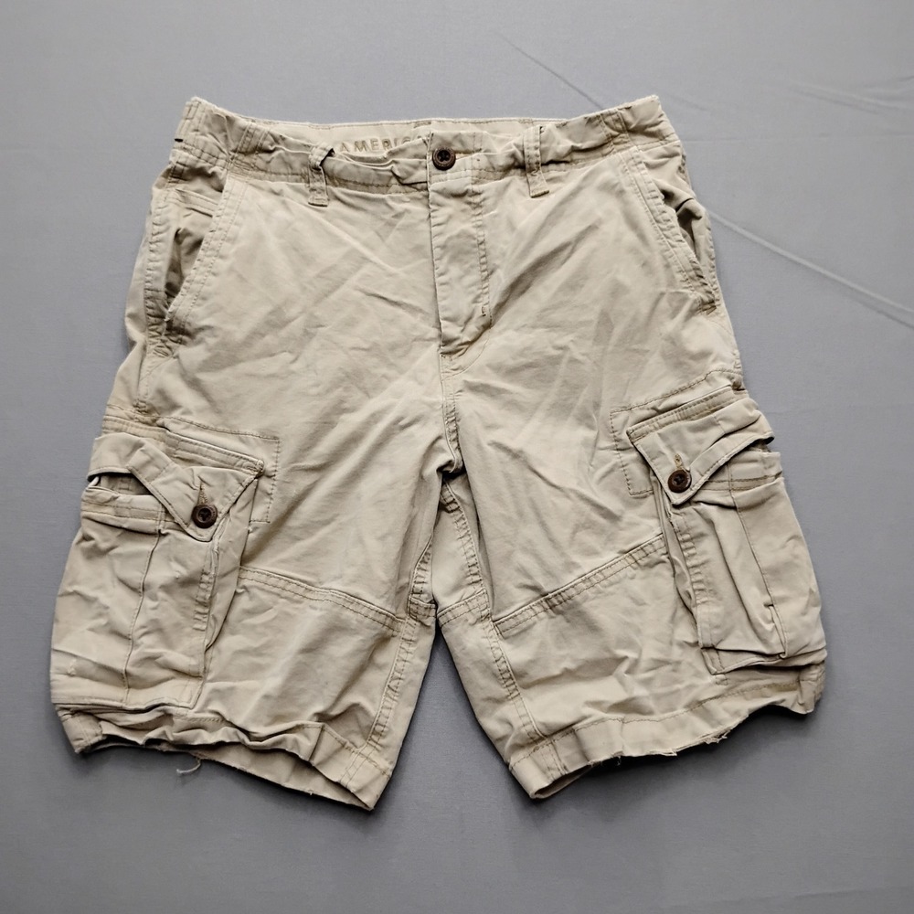 American Eagle Mens Classic Flex Cargo Shorts Khaki Tan Size 33